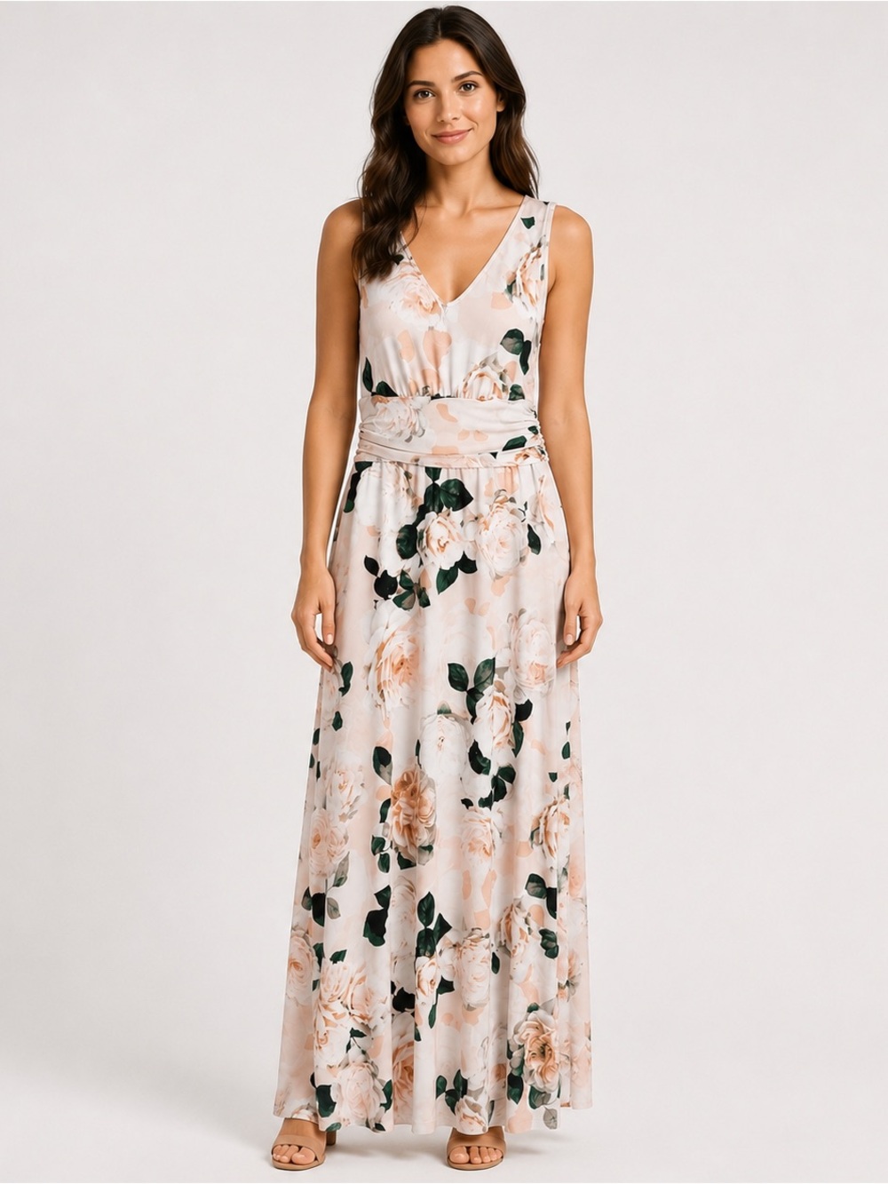 Calvin Klein Floral Maxi Dress 4 Rose Print Wedding Guest Cocktail Formal